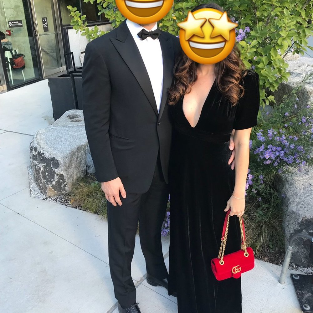 JILL STUART PLUNGE NECK VELVET GOWN